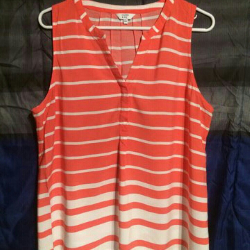 Salmon color and white striped flowing tank